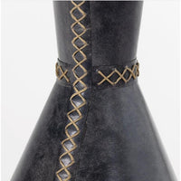 Gabe Black Leather Accent Table - Table Top View | Bone & Brass