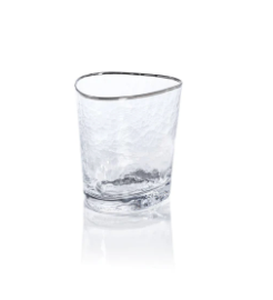 Apertivo Triangular Double Old Fashioned Glasses Platinum Rim, Set 4