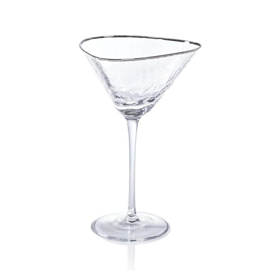 Apertivo Triangular Martini Glasses Platinum Rim, Set 4 | Bone & Brass