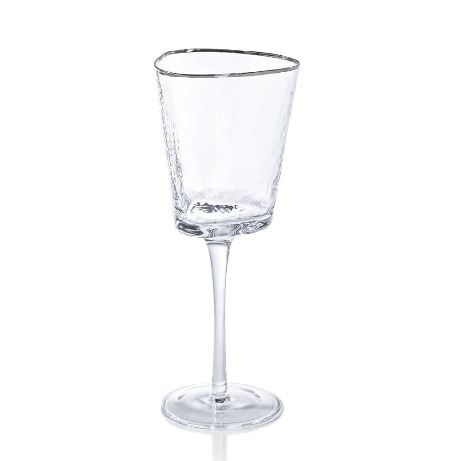 Apertivo Triangular Wine Glasses Platinum Rim, Set 4 | Bone & Brass