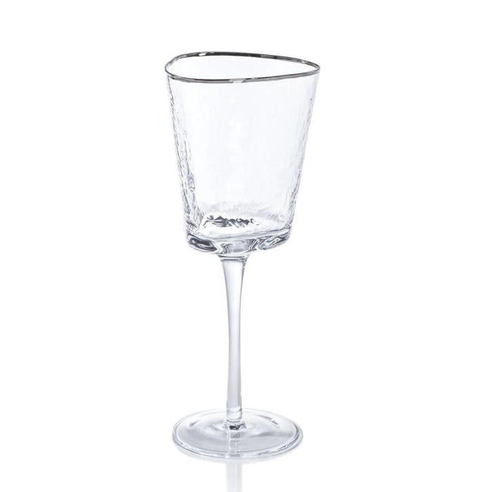Apertivo Triangular Wine Glasses Platinum Rim, Set 4 | Bone & Brass