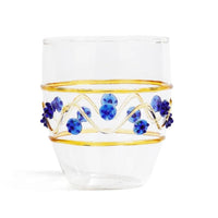 Festa Glass Tumblers, Set of 6, Blue, Amber & Gold Assorted Colors - Tumbler Side View | Bone & Brass