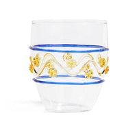 Festa Glass Tumblers, Set of 6, Blue, Amber & Gold Assorted Colors - Tumbler Close Up | Bone & Brass