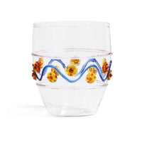Festa Glass Tumblers, Set of 6, Blue, Amber & Gold Assorted Colors - Tumbler View | Bone & Brass