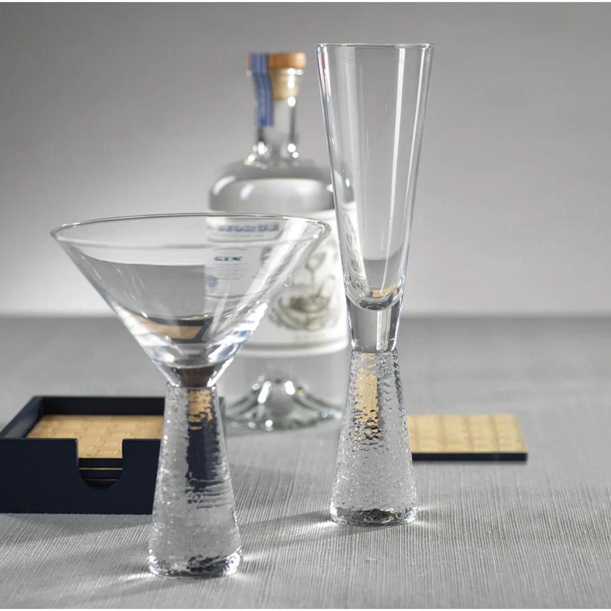 Livine Hammered Stem Champagne Flutes, Set of 4