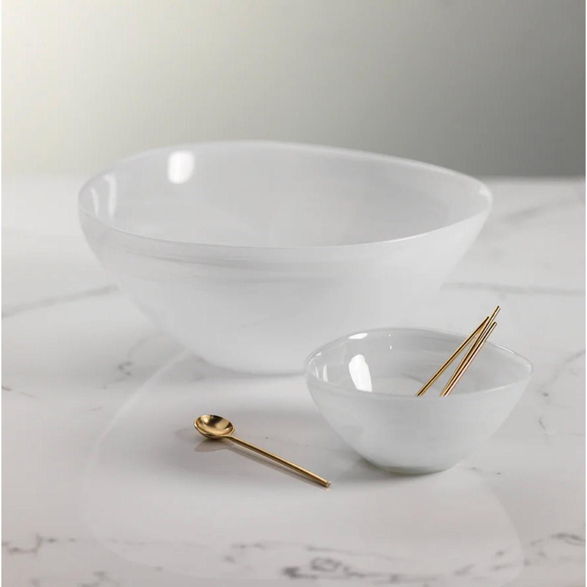 Monte Carlo Small White Alabaster Glass Bowls, Set of 6 - Bowl Detail | Bone & Brass