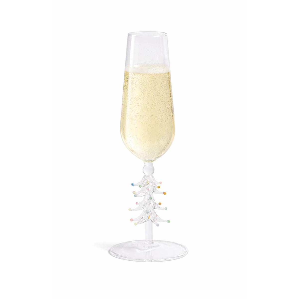 Treetop Cheers Glass Champagne Flutes - Holiday Stemware, Set of 4