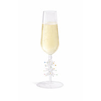 Treetop Cheers Glass Champagne Flutes - Holiday Stemware, Set of 4