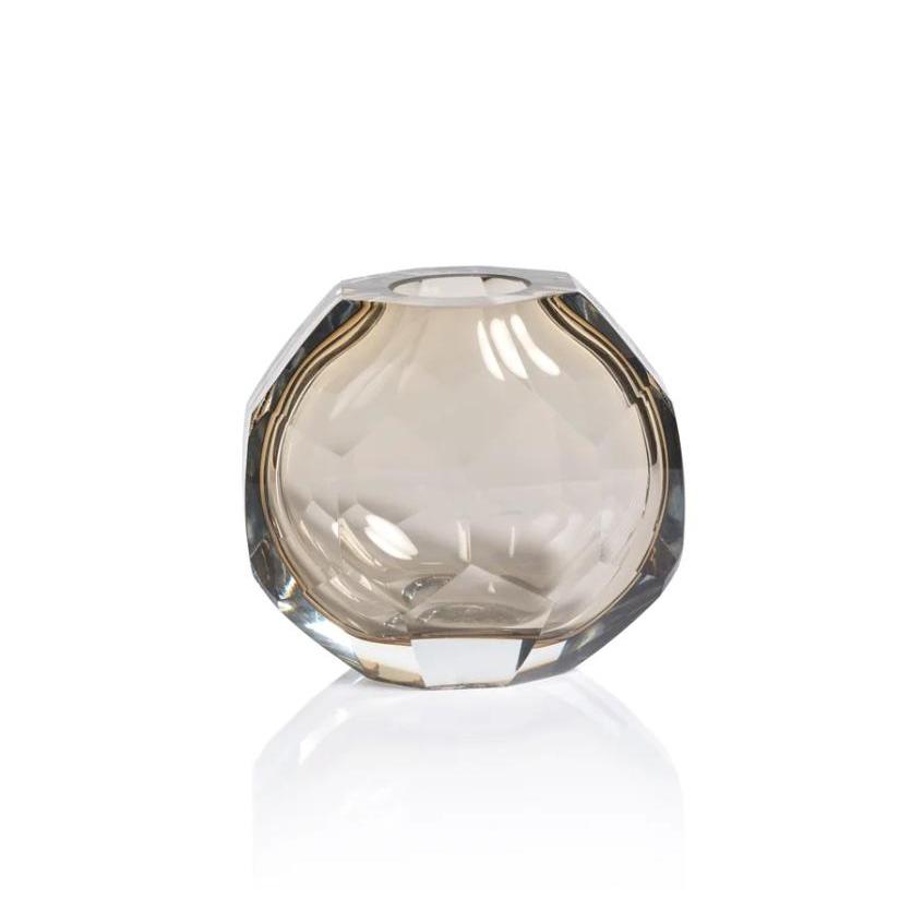 Nixie Taupe Hand Cut Glass Vase