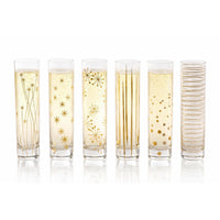 Centuri Golden Decal Champagne Glasses, Set of 6