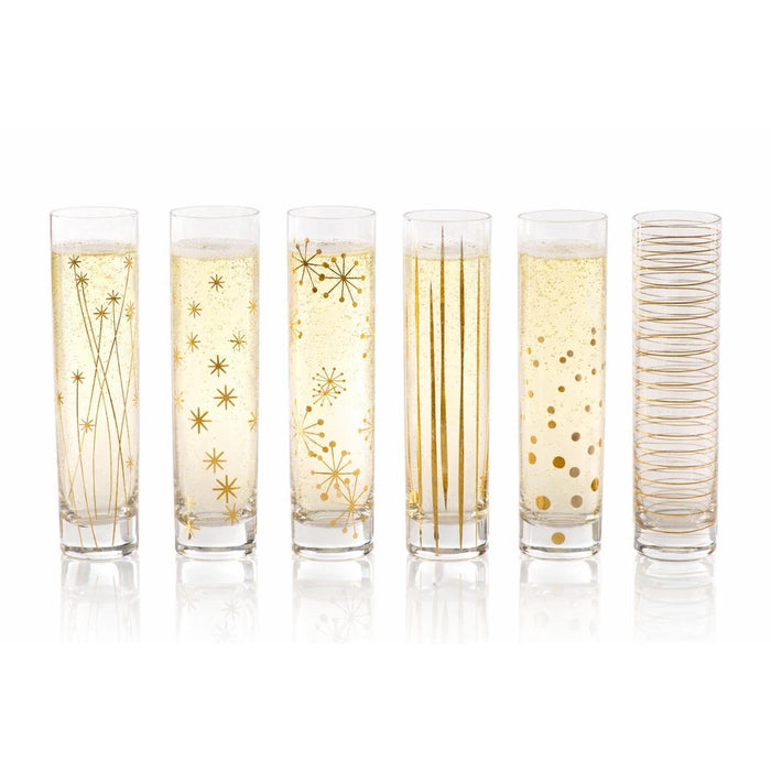 Centuri Golden Decal Champagne Glasses, Set of 6