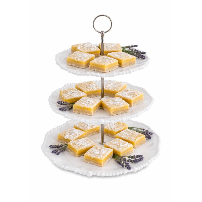Vida White Triple Tiered Petit Fours | Appetizer Server