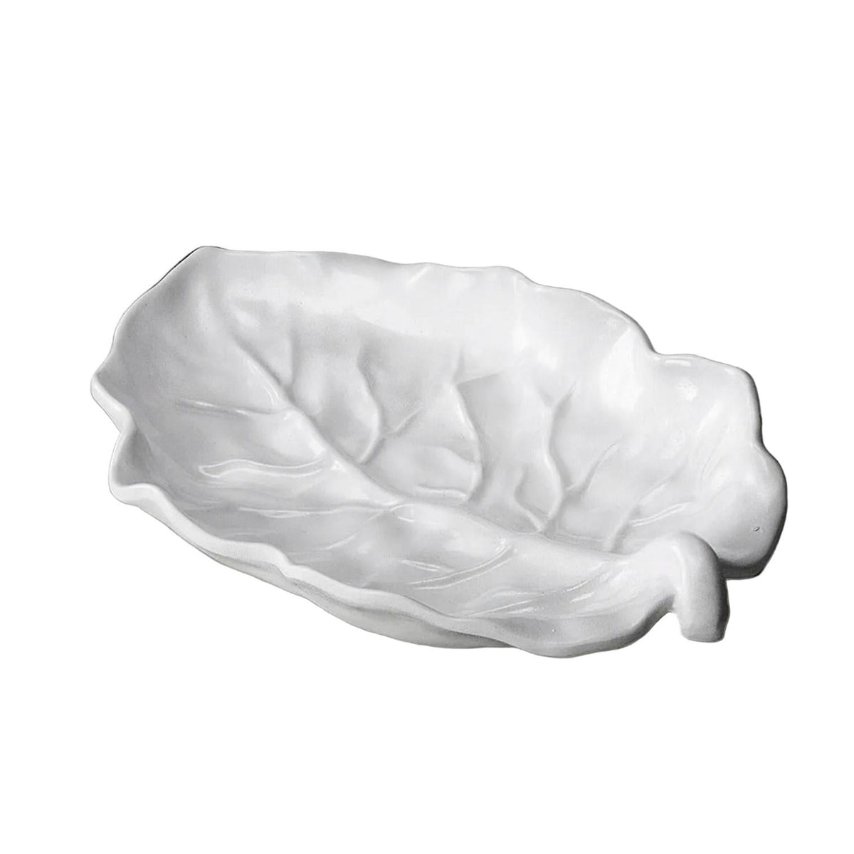 Vida White Lettuce Leaf Serving Platter