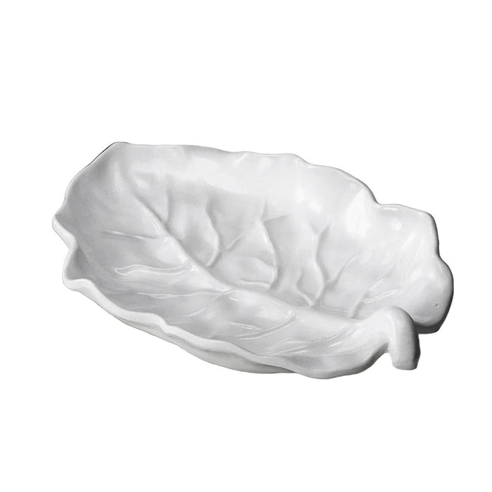 Vida White Lettuce Leaf Serving Platter