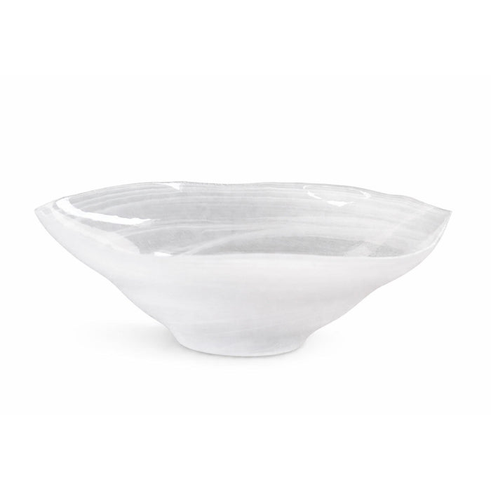 White Alabaster Wave Extra Large Bowl | Bone & Brass