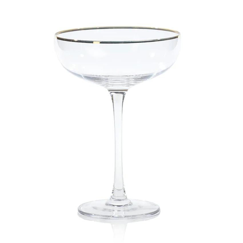 Gold Rim Bowl Martini Glasses, Set of 4 | Bone & Brass