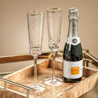 Kamarone Triangular Champagne Flutes Gold Rim, Set of 4 - Glass Detail | Bone & Brass