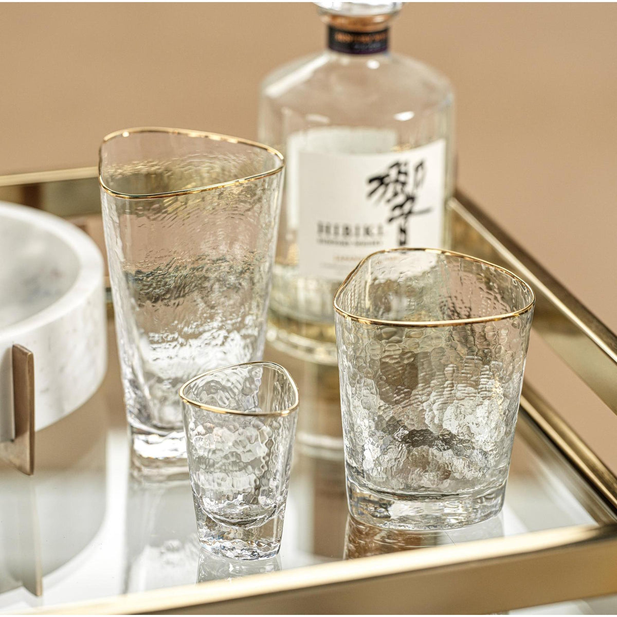 Kamarone Triangular Double Old Fashioned Glasses, Set of 4 - Glass Detail | Bone & Brass