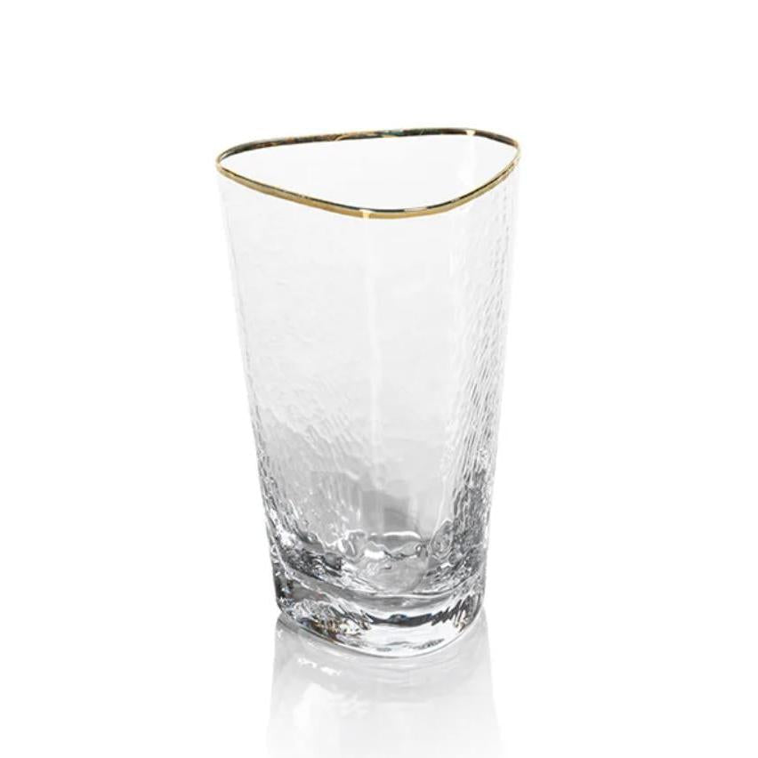 Kamarone Triangular Highball Glasses Gold Rim, Set 4 | Bone & Brass