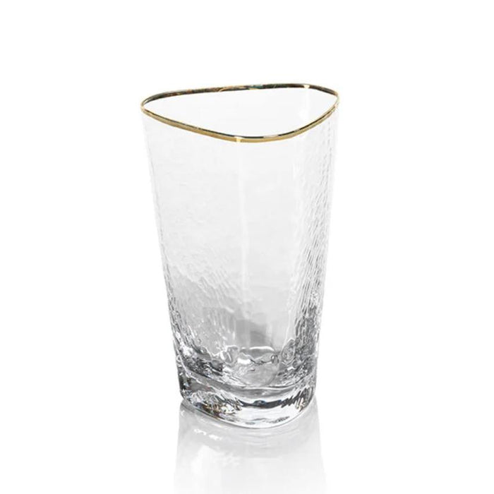 Kamarone Triangular Highball Glasses Gold Rim, Set 4