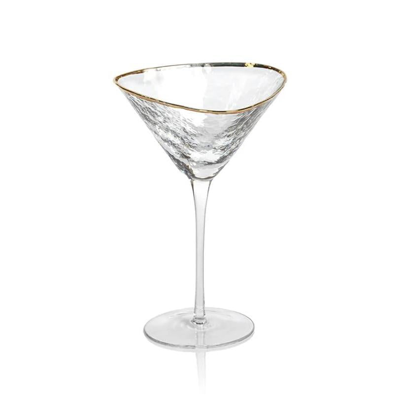 Kamarone Triangular Martini Glasses with Gold Rim, Set of 4 | Bone & Brass