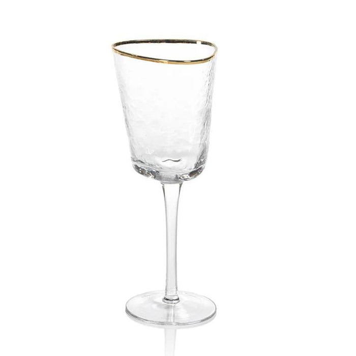 Kamarone Triangular Wine Glasses Gold Rim, Set of 4 | Bone & Brass