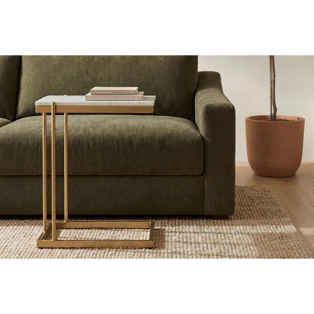 Sulu Marble & Brass SideTable - Table Side View | Bone & Brass