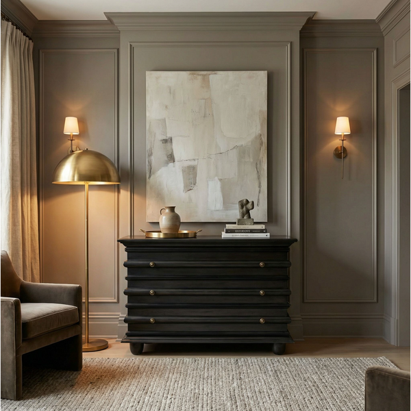 Ascona Small Chest Pale Black - Dresser Side View | Bone & Brass