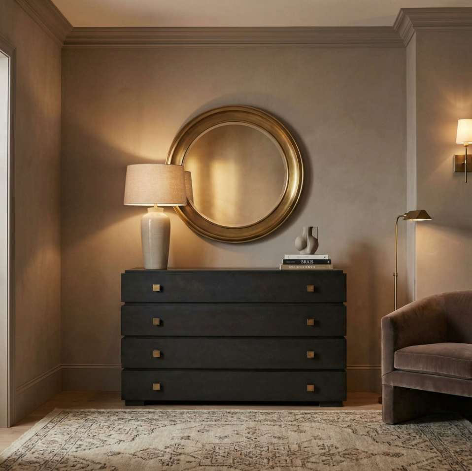 Hofman Dresser, White Washed or Pale Black - Dresser Drawer Detail | Bone & Brass