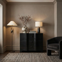 Claud Waved Chest, Ebony or Dark Walnut - Dresser Side View | Bone & Brass