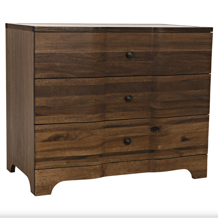 Claud Waved Chest, Ebony or Dark Walnut | Bone & Brass