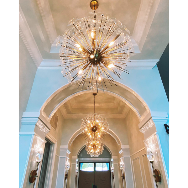 Poppy Large Glass & Brass Chandelier - Chandelier Detail | Bone & Brass