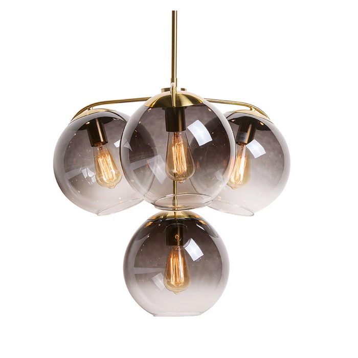 Kamara Brass Smoke Globe Chandelier | Bone & Brass