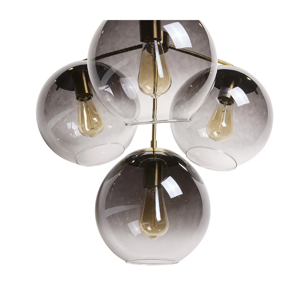 Kamara Brass Smoke Globe Chandelier - Chandelier Installed | Bone & Brass