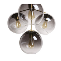Kamara Brass Smoke Globe Chandelier - Chandelier Installed | Bone & Brass