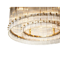 Kore Fluted Glass & Brass Chandelier, Small - Chandelier Installed | Bone & Brass