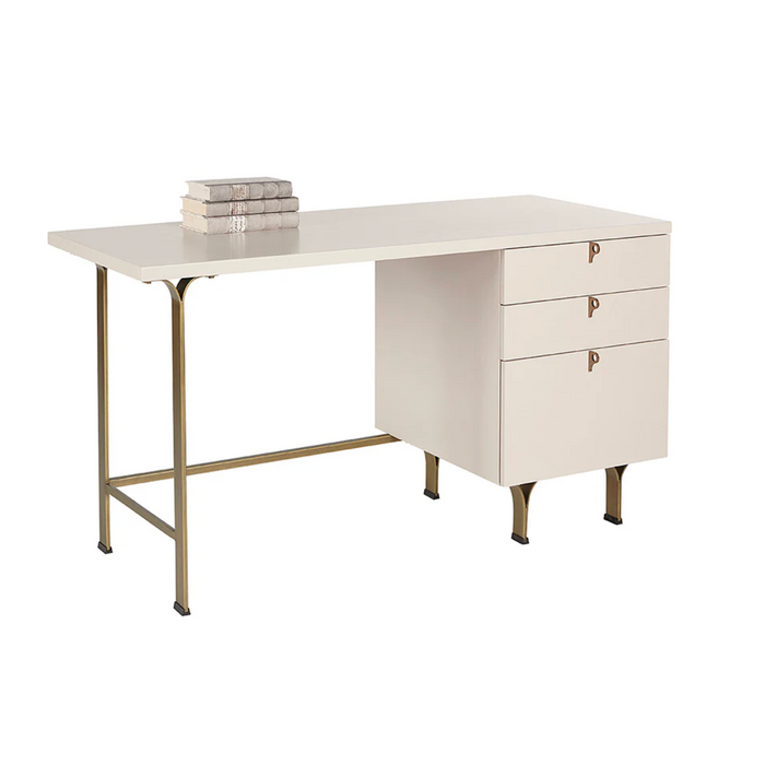 Celine Cream & Antique Brass Desk