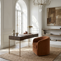 Rebel Umber Wood & Gold Desk - Desk Side View | Bone & Brass