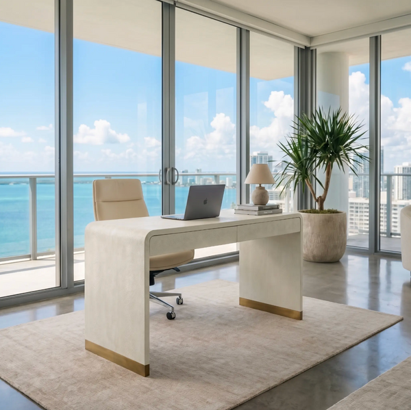 Ilona Oyster Shagreen & Brass Desk