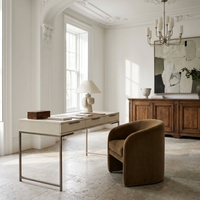Rebel Cream & Champagne Gold Desk - Desk Side View | Bone & Brass