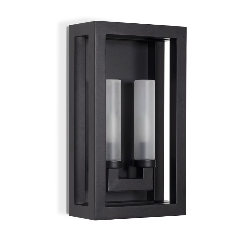 Black Double Arm Outdoor Sconce - Outdoor Sconce Installed | Bone & Brass