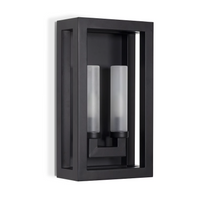Black Double Arm Outdoor Sconce - Outdoor Sconce Installed | Bone & Brass