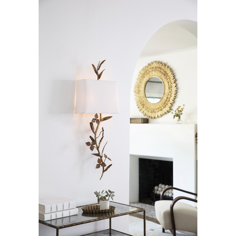 Trillium Shaded Sconce - Sconce Installed | Bone & Brass