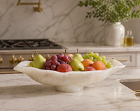 Resin Alabaster Medium Oval Bowl White Swirl - Bowl Detail | Bone & Brass