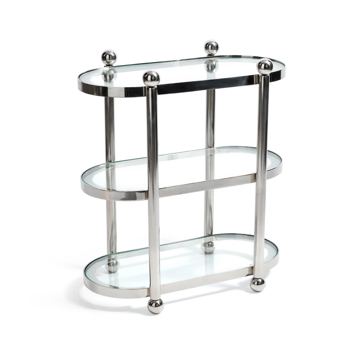 Three-Tier Nickel Oval Bar Cart | Bone & Brass