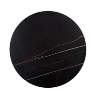 Massie Black Marble & Gold Bistro Table 35.5" - Table Top View | Bone & Brass