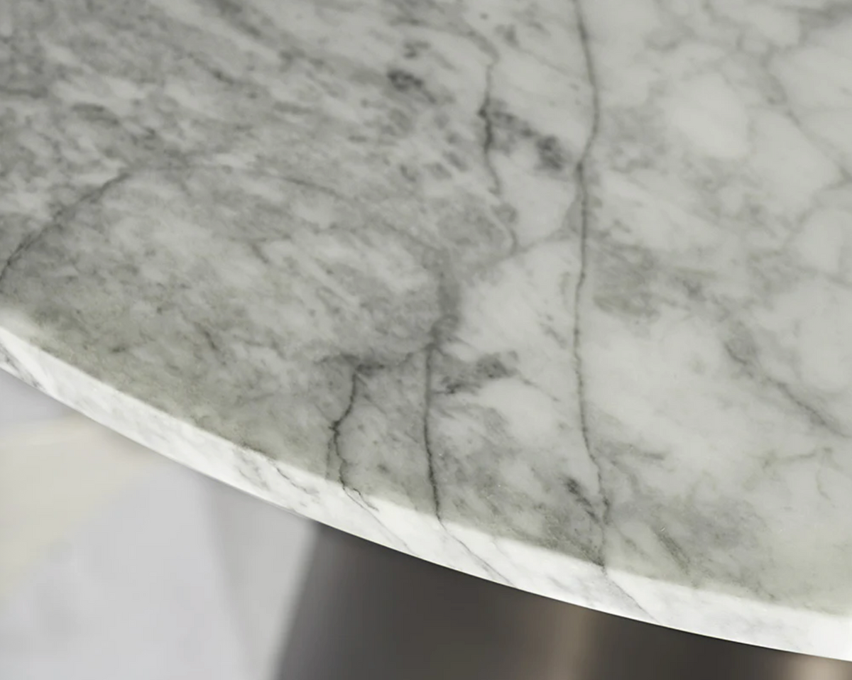 Damon Marble & Pewter Bistro Table - Table Side View | Bone & Brass