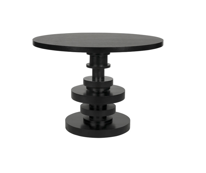 Corum Round Dining Table, Hand Rubbed Black | Bone & Brass