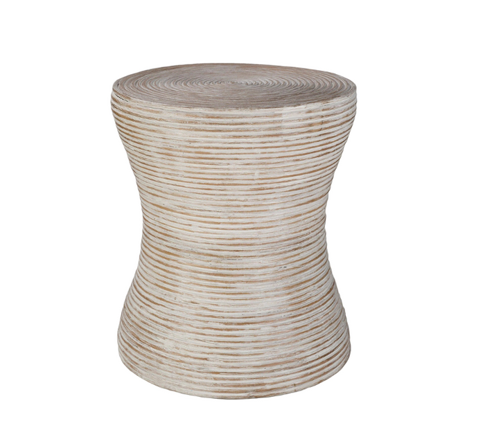 Balinese Rattan & White Accent Table | Bone & Brass