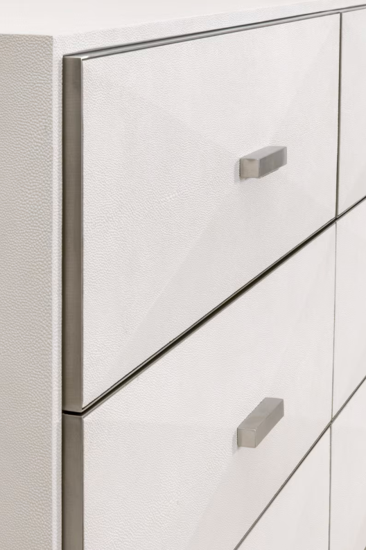 Pearl Shagreen & Stainless Steel 6-Drawer Dresser - Dresser View | Bone & Brass